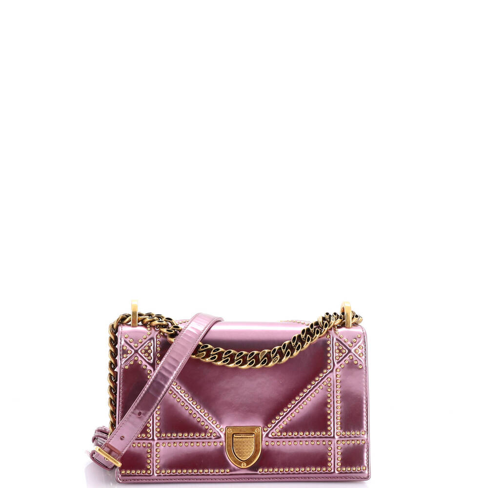 Christian Dior Small Diorama Flap Bag Studded Patent